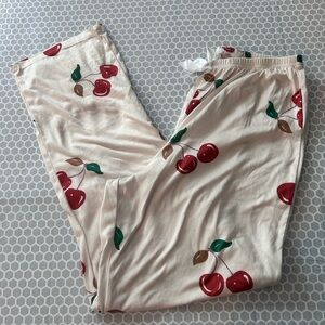 Cream & Red Cherry Print Women’s Bottoms. Size XL